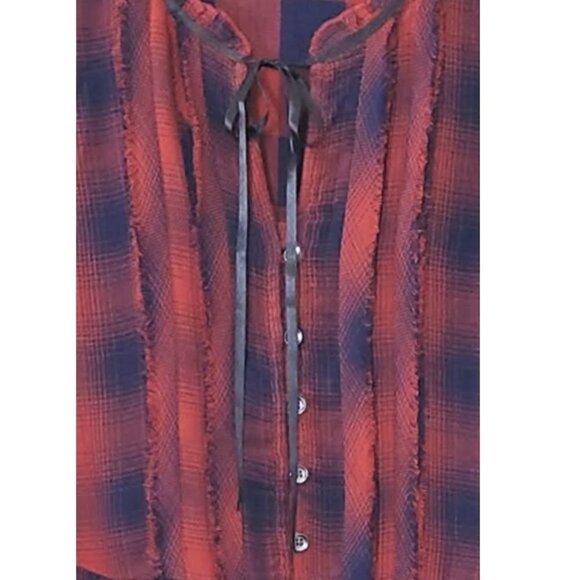 💥391 William Rast Atalia Plaid Raw Edge Boho Dress - Picture 9 of 10